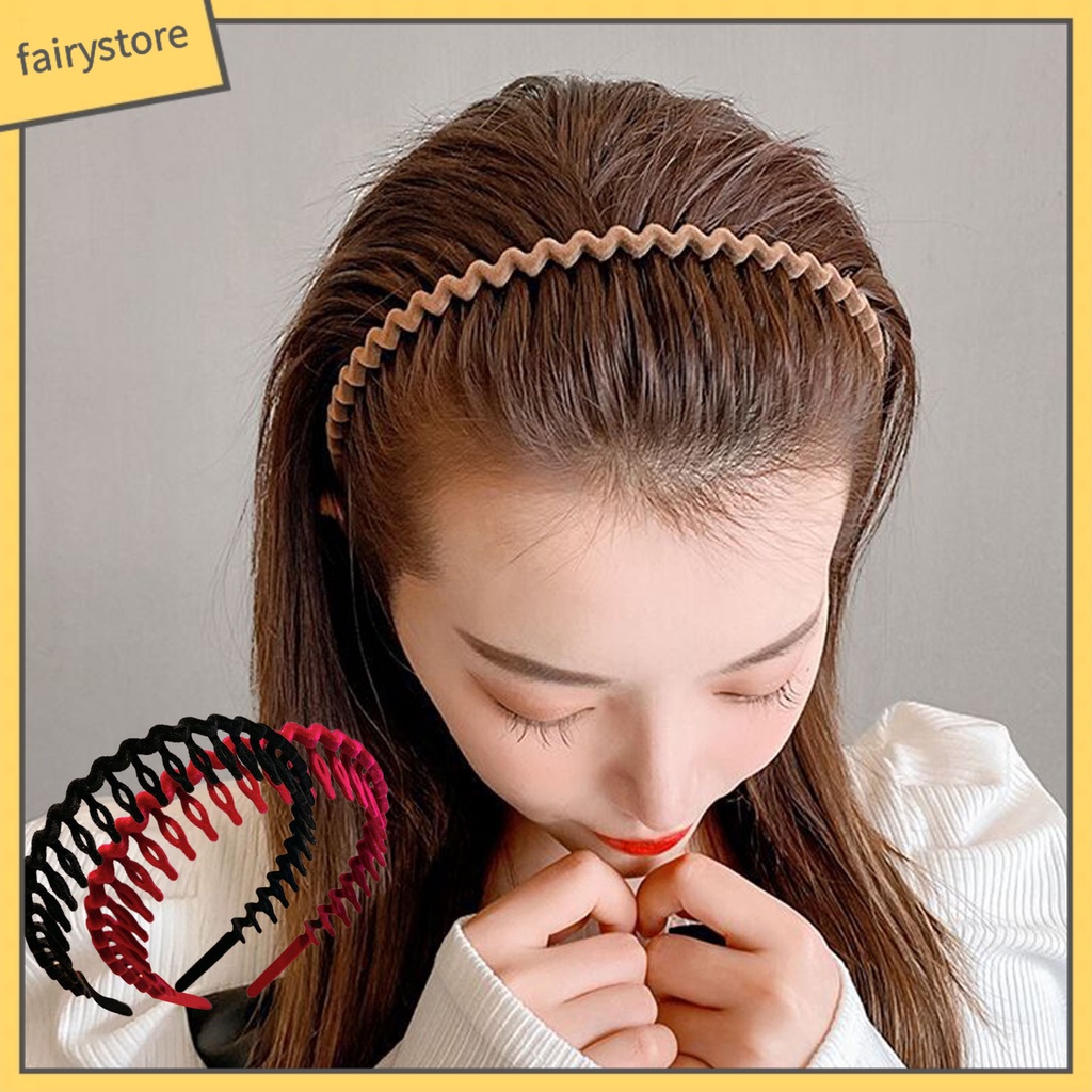 Băng Đô Cài Tóc Có Răng Mềm Co Giãn Chống Trượt Màu Trơn Cho Nữ