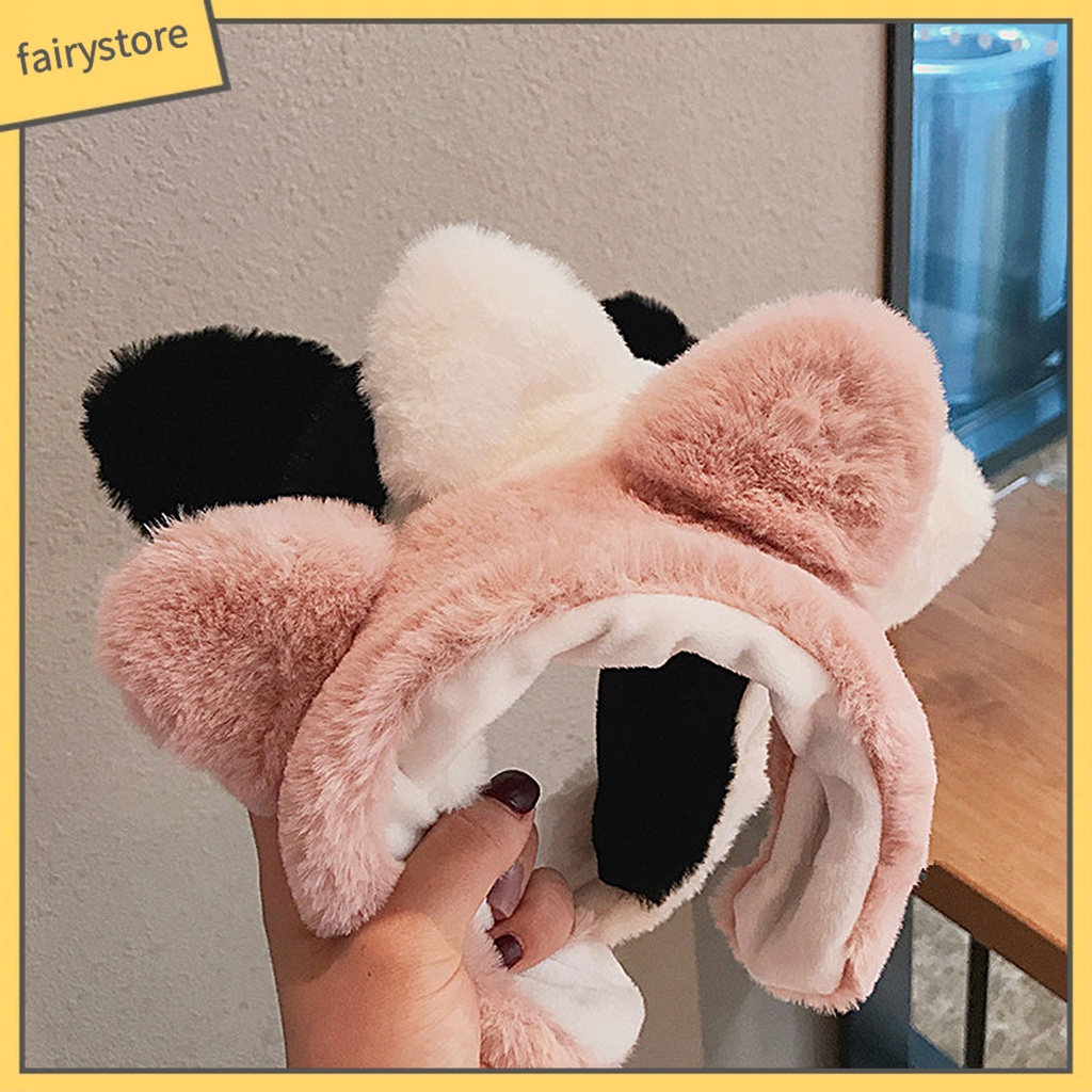 Băng Đô Tai Lông Nhung Mềm Mại Dễ Thương Dùng Rửa Mặt Cho Nữ