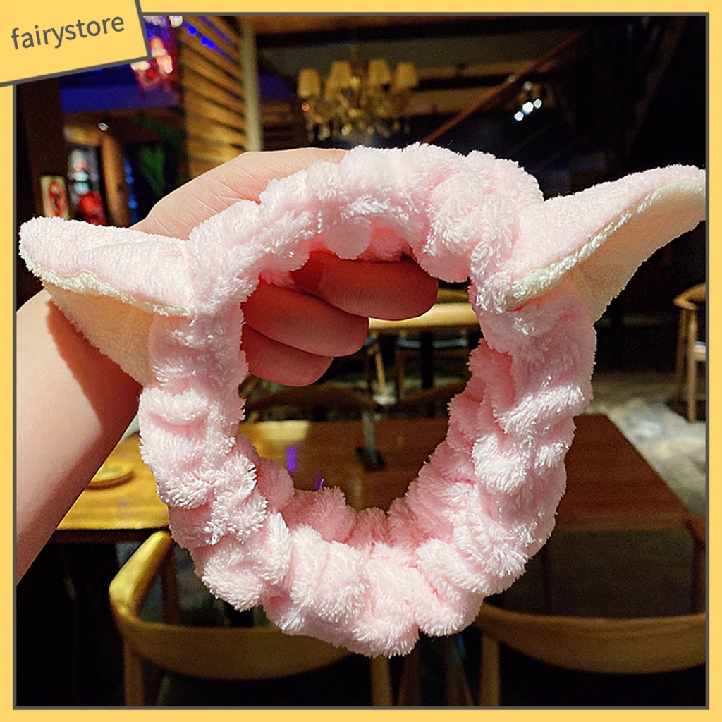 Băng Đô Nhung Mềm Co Giãn Cao Hình Tai Thỏ Dễ Thương Cho Nữ