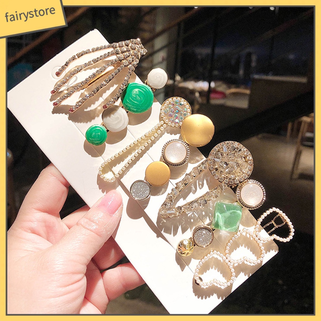 Set 6 / 7 / 8 Kẹp Tóc Đính Ngọc Trai Nhân Tạo Thời Trang Dành Cho Nữ