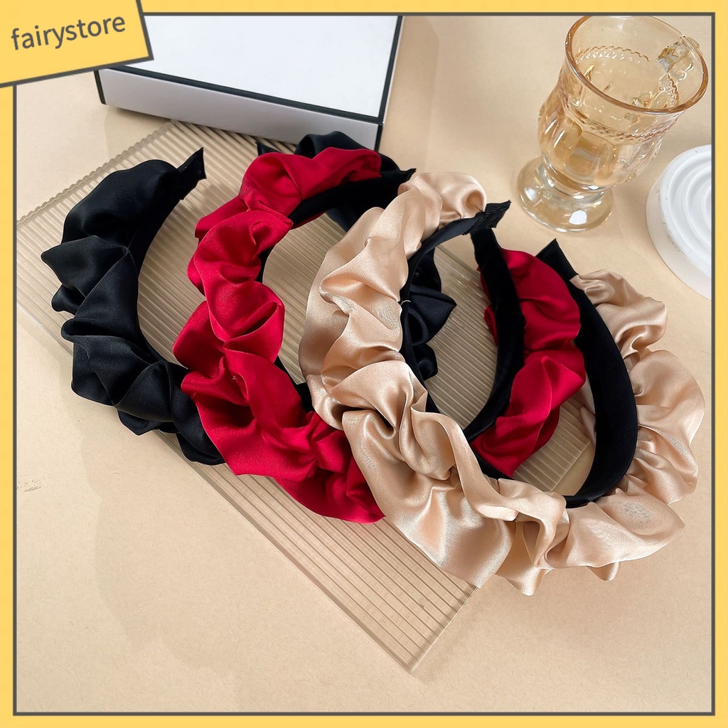 Băng Đô Cài Tóc Vải Satin Co Giãn Chống Trượt Phong Cách Hàn Quốc