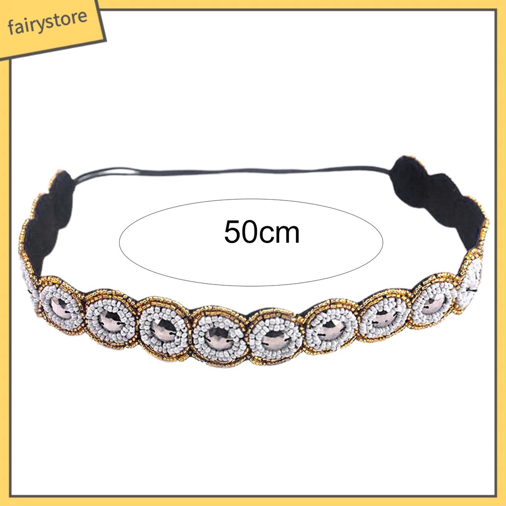 [FRO] Băng Đô Co Giãn Đính Hạt Đá Thủ Công Tinh Tế Không Kéo Cho Nữ