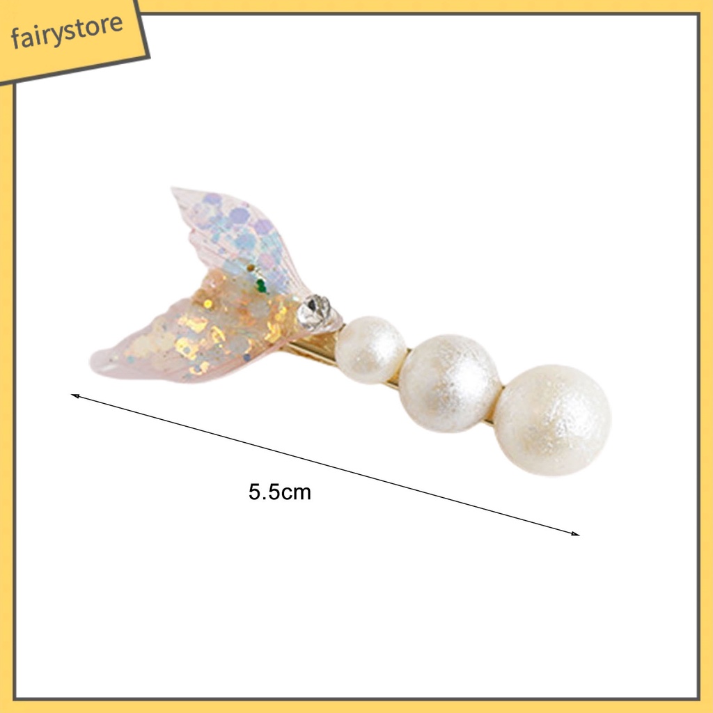 Set 1 / 2 Kẹp Tóc Dạng Chuỗi Hạt Ngọc Trai Giả Bằng Kim Loại