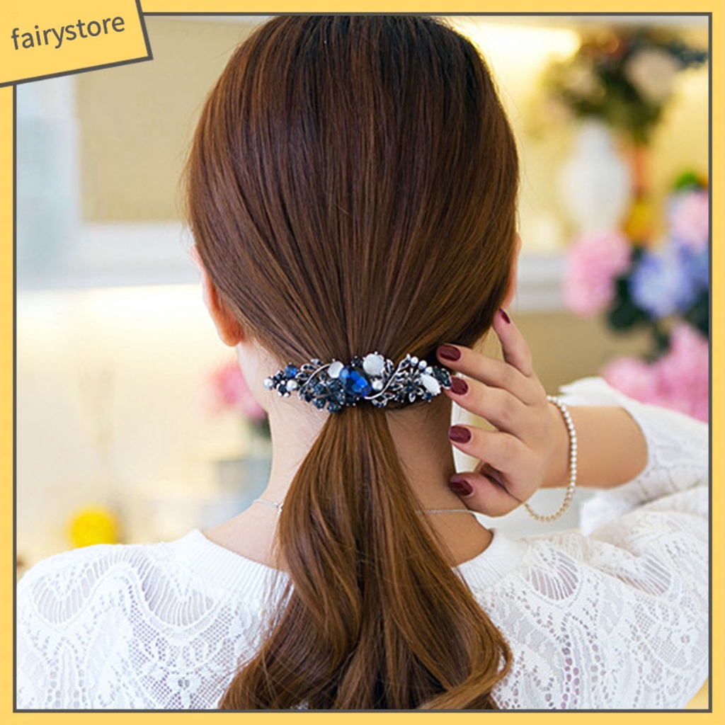 Kẹp Tóc Hình Hoa Đính Đá Lấp Lánh Phong Cách Vintage