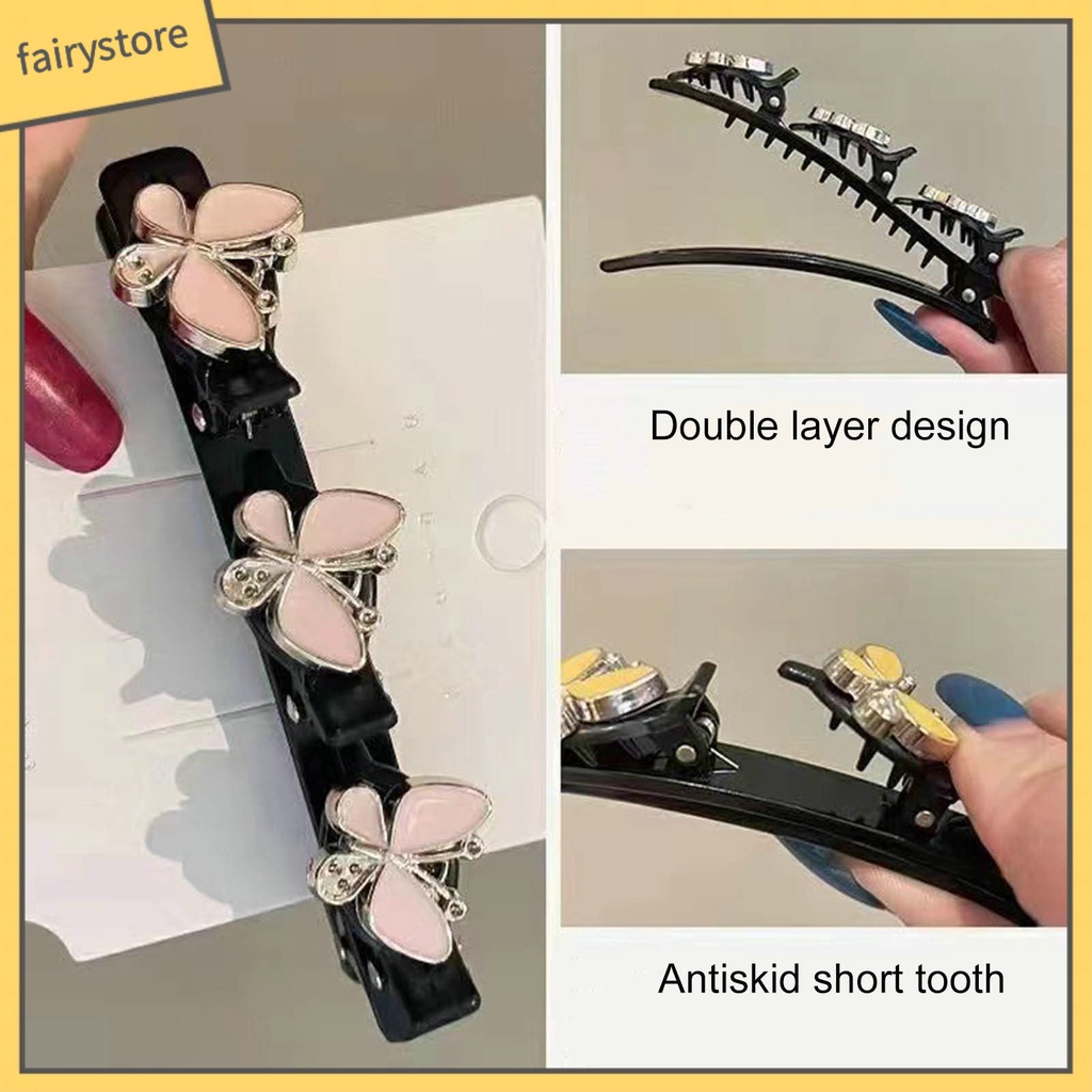 Set 1 / 6 Kẹp Tóc Hình Bướm Đính Ngọc Trai Giả Chống Trượt Trang Trí Tóc