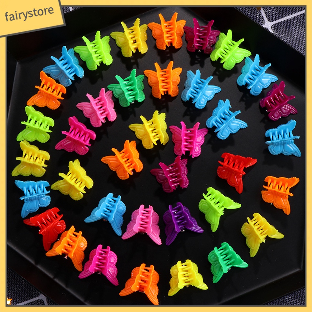Set 30 Kẹp Tóc Nhựa Hình Bướm Màu Sắc Đơn Giản Cho Bé