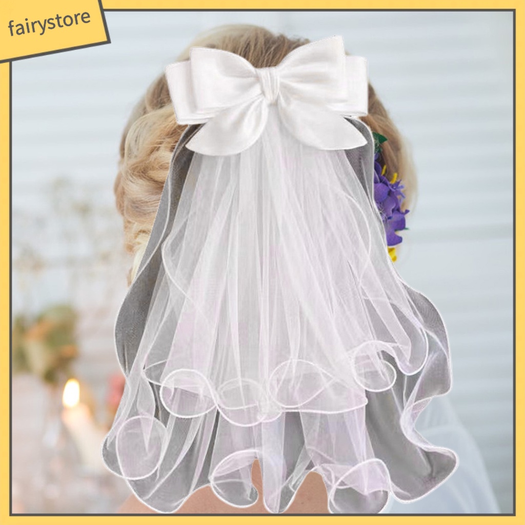 [FRO] Mạng Che Mặt Màu Trắng Dáng Dài Hai Lớp Tạo Kiểu Tóc Đẹp Thu Hút Thanh Lịch Cho Cô Dâu