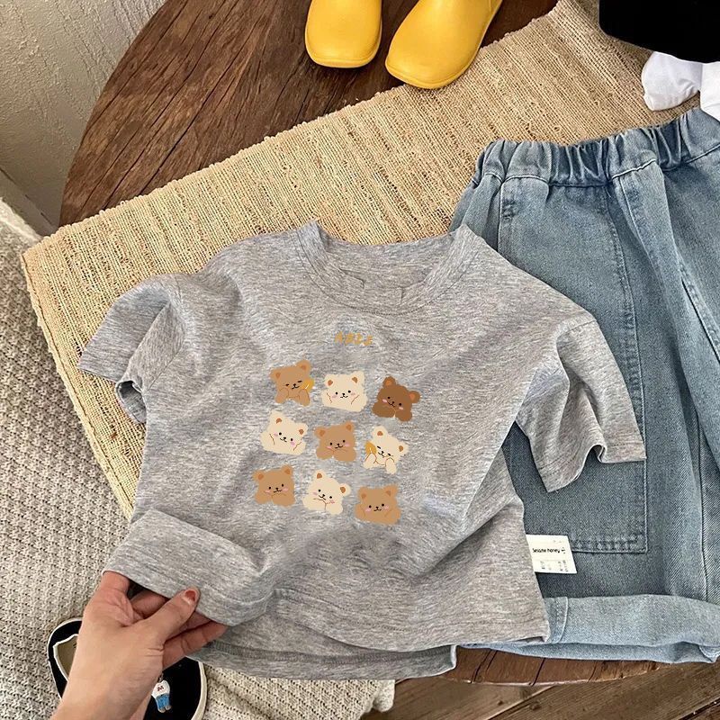 Áo Thun Cotton Tay Ngắn Cổ Tròn In Họa Tiết Hoạt Hình Thời Trang Mùa Hè Cho Bé Trai Và Gái