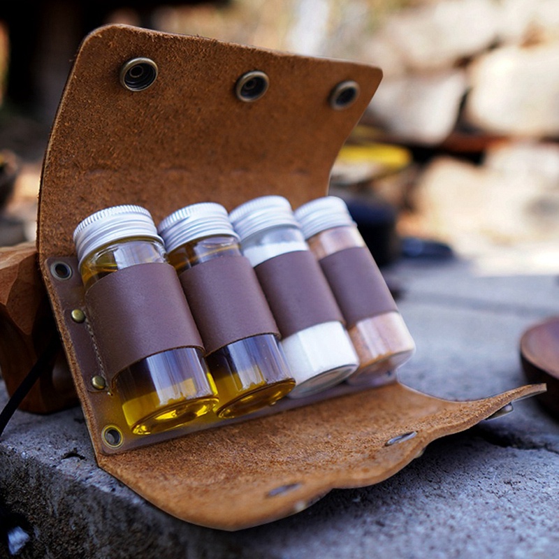 Hộp Đựng Gia Vị Bằng Da Bò Tiện Dụng Khi Đi Cắm Trại