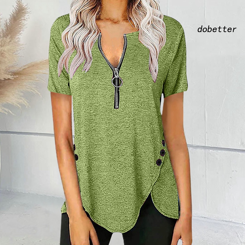 Áo Sơ Mi Cổ Chữ V Bằng Polyester Co Giãn Thoáng Khí Màu Sắc Đơn Giản Thời Trang Mùa Hè Cho Nữ