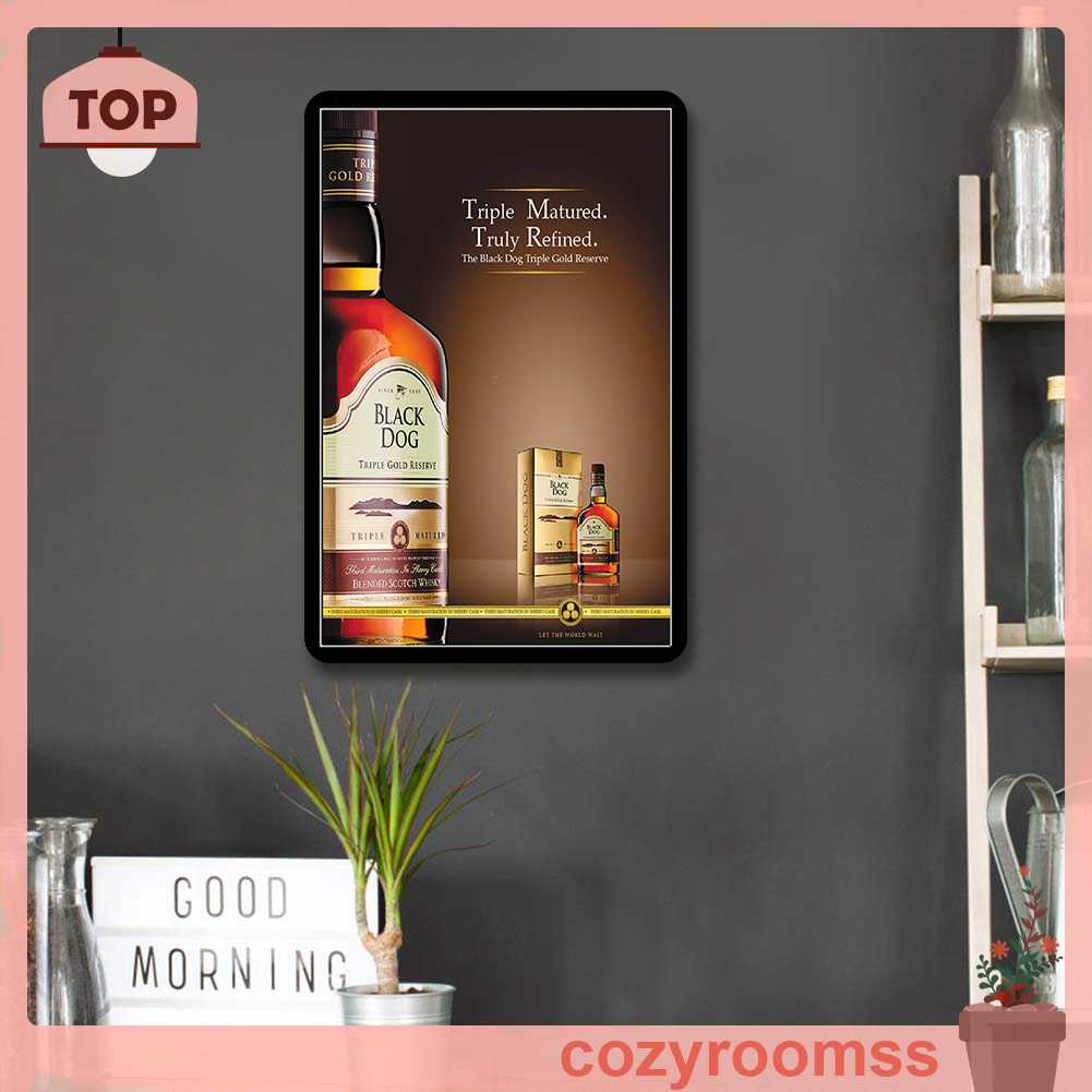Tranh Kim Loại Treo Tường Hình Chữ Nhật Phong Cách Vintage Trang Trí Nội Thất Quán Bar