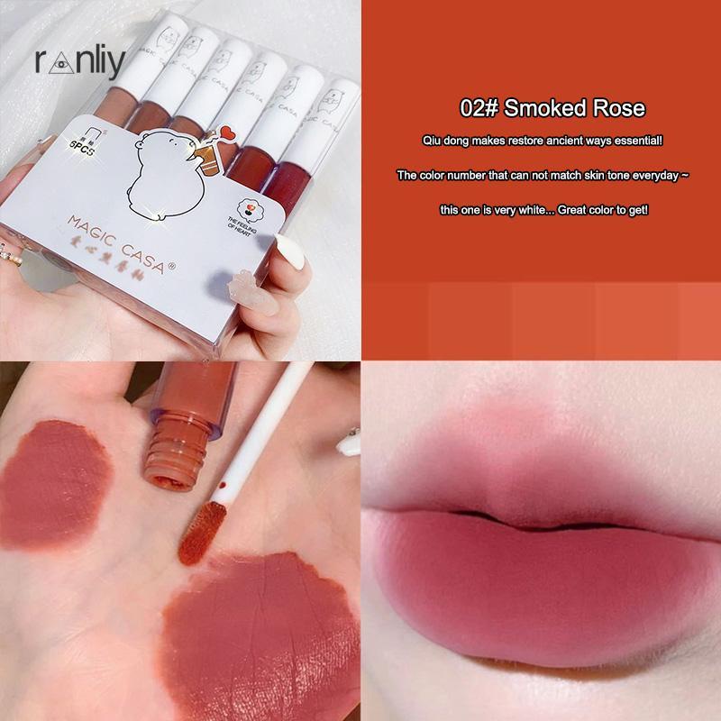 Ranliy💗 Set 6 thỏi son môi nhung mịn màu sắc đẹp cá tính