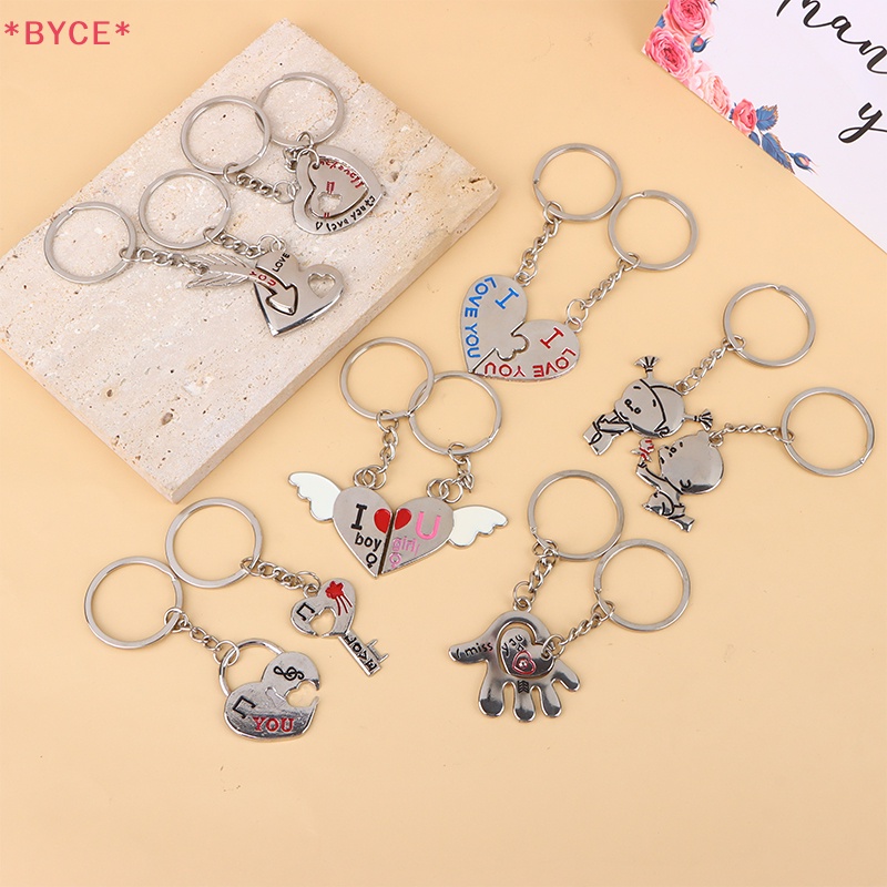 1 Cặp Móc Chìa Khóa Bằng Hợp Kim Kẽm Mạ Bạc Hình Trái Tim Sáng Tạo Mới