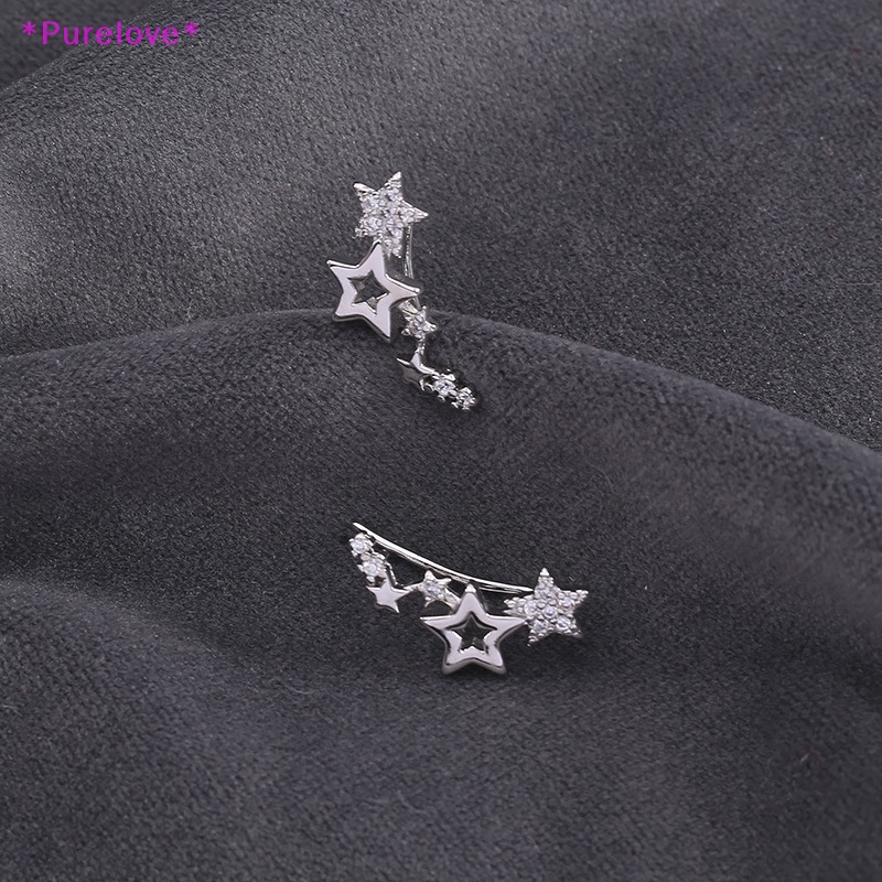 1 Đôi Bông Tai Hình Ngôi Sao Đính Đá Zircon Trắng Thời Trang Dành Cho Nữ Mới