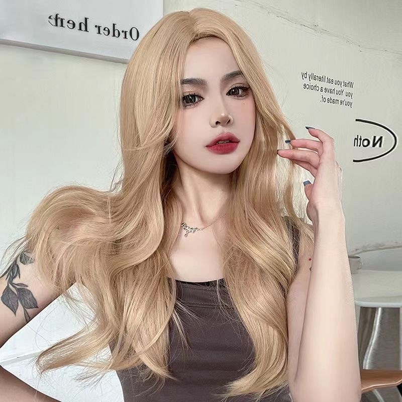 Bộ Tóc Giả Dài Xoăn Gợn Sóng Màu Xám Nâu Hồng Phong Cách lolita