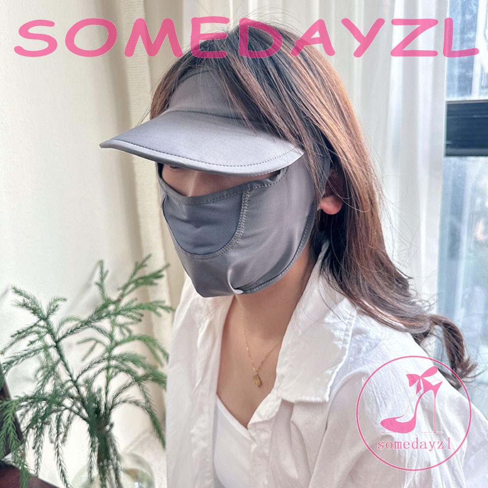Somedayzl Khẩu Trang Lụa Lạnh Co Giãn Chống Nắng Tia UV Màu Trơn Có Thể Điều Chỉnh Bảo Vệ Khuôn Mặt Cho Nữ Hoạt Động Ngoài