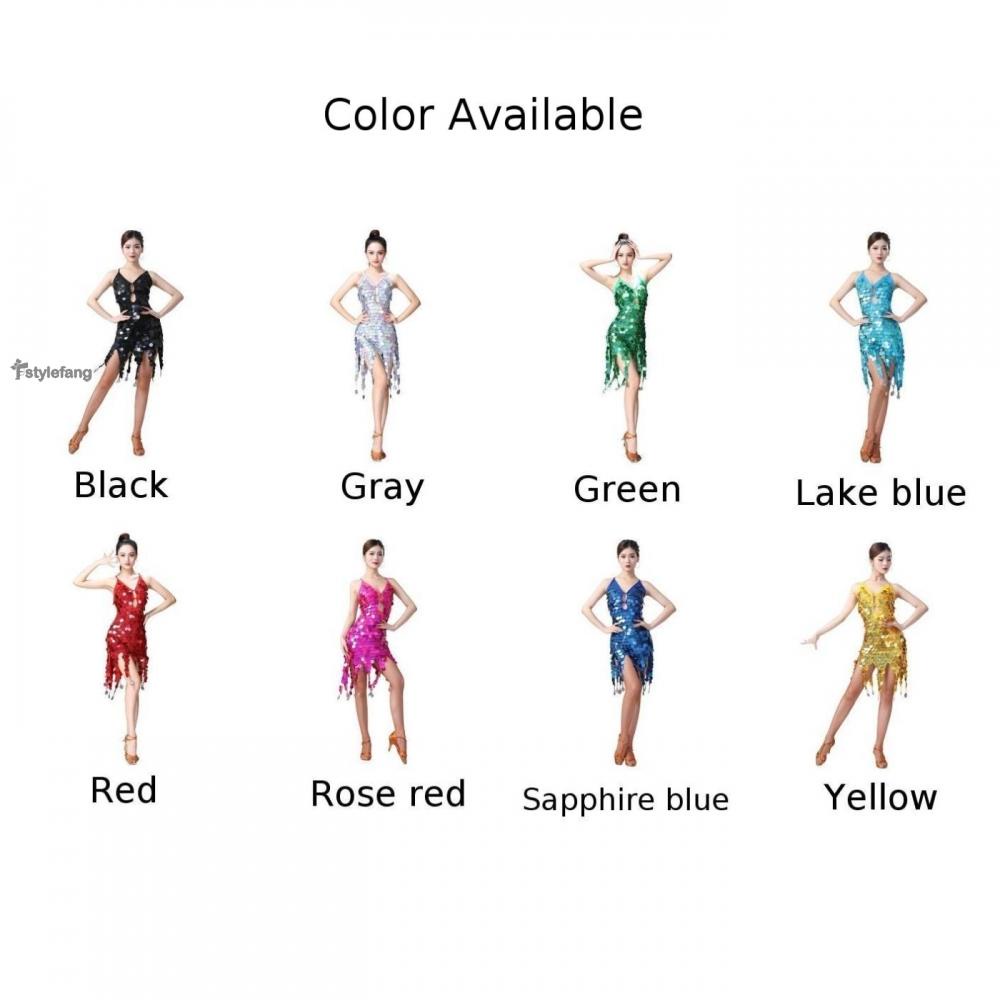 Đầm Khiêu Vũ Nhảy Latin Đính Kim Sa Lấp Lánh Cho Nữ