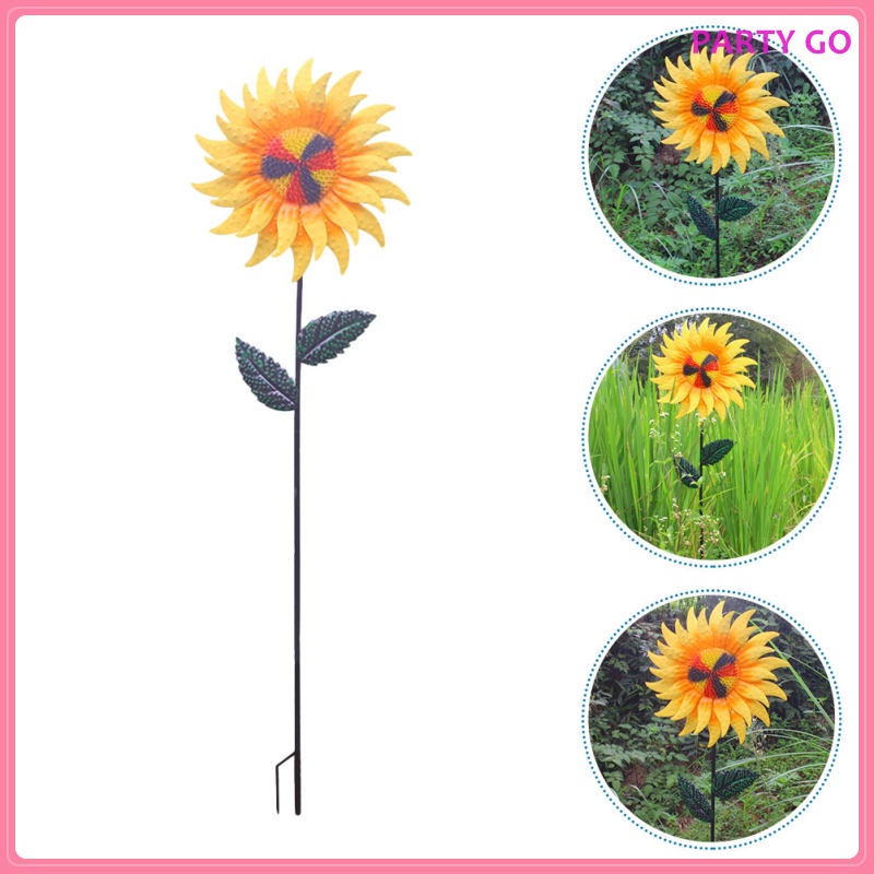 Con Quay Cối Xay Gió Bằng Kim Loại Hình Hoa Hướng Dương Trang Trí Sân Vườn Kích Thước 109x31x3cm uiran.vn