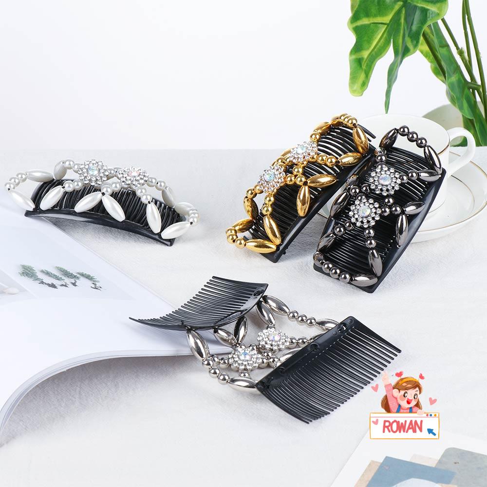 Lược Chải Tóc Ma Thuật In Hoa DIY Cho Nữ|Kẹp Tóc Đính Hạt Tạo Kiểu Tóc Thời Trang