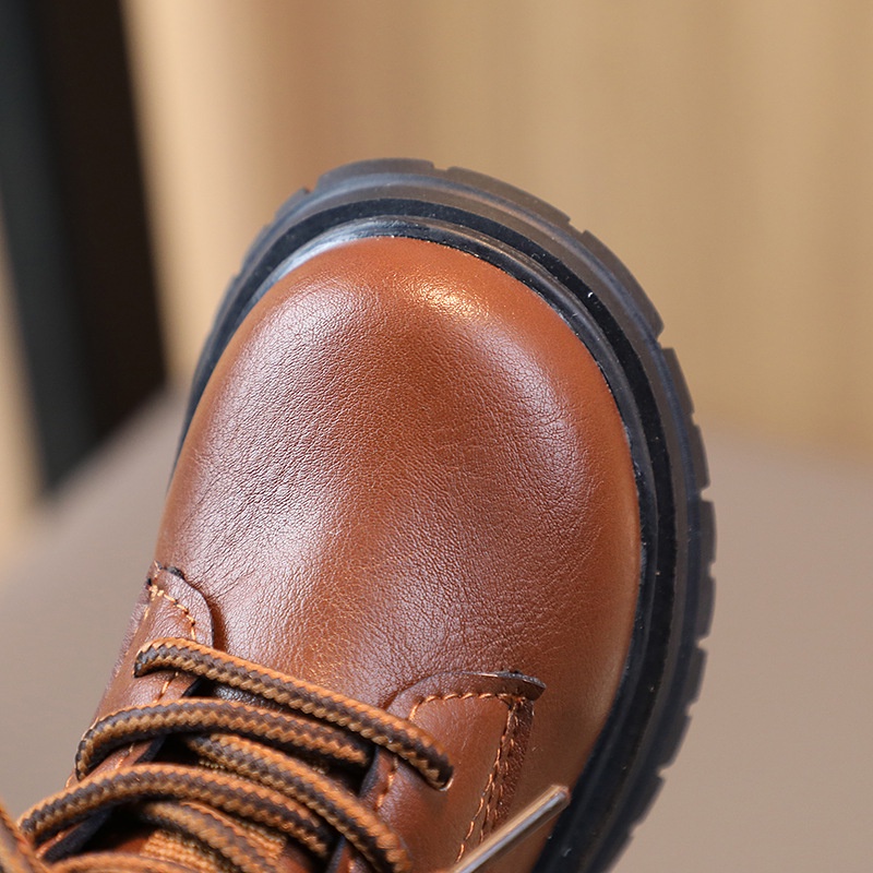 Giày Bốt Martin Cổ Ngắn Màu Đen / Nâu Phong Cách Anh Quốc Cổ Điển Thời Trang Cho Bé Trai Và Gái Từ 1-6