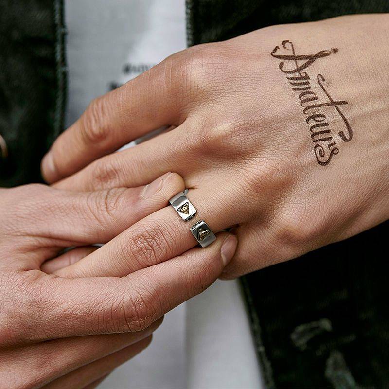 Sterling Silver Eye of God Open Ring Ring Personality Trendy Men and Women Retro Hip Hop Simple Opening Little Finger Ring Dark Style rqbd