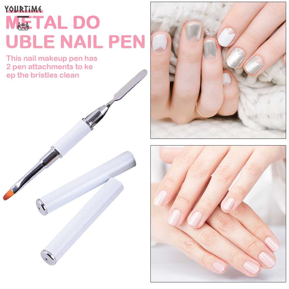 Cọ Hai Đầu Bằng Thép Không Gỉ Dùng Trang Trí Móng Nghệ Thuật