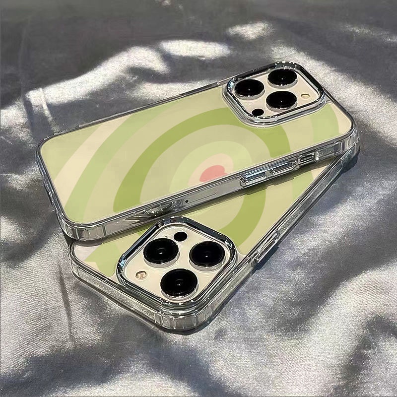 ✅Ốp Điện Thoại Mềm Chống Sốc Họa Tiết Trái Tim Màu Hồng / Xanh Lá Cho Iphone 13 14Pro 12Plus 7 11 max8 ET4X