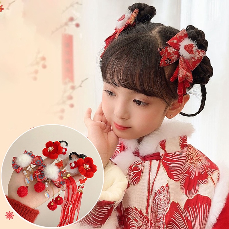 Set 2 Kẹp Tóc Giả Phong Cách Trung Hoa Dễ Thương Cho Bé Gái