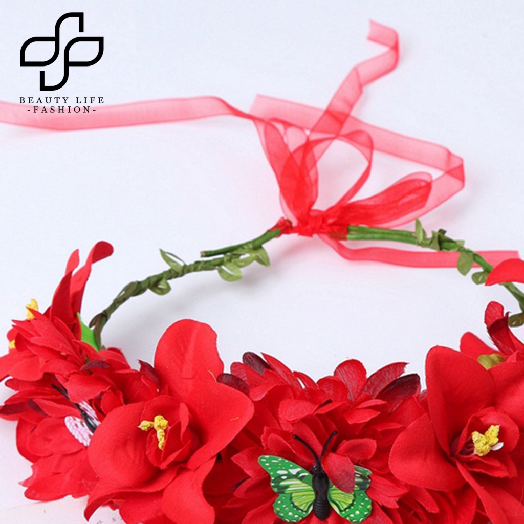 Vòng Hoa Vương Miện Thắt Dây Dùng Làm Đạo Cụ Chụp Ảnh Cưới / Đi Biển Phong Cách Bohemian