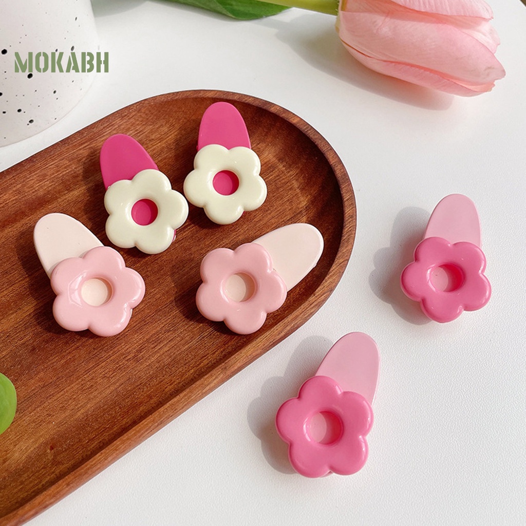1 Cặp Kẹp Tóc Họa Tiết Hoa Hoạt Hình Màu Sắc Ngọt Ngào Chống Trượt Trọng Lượng Nhẹ