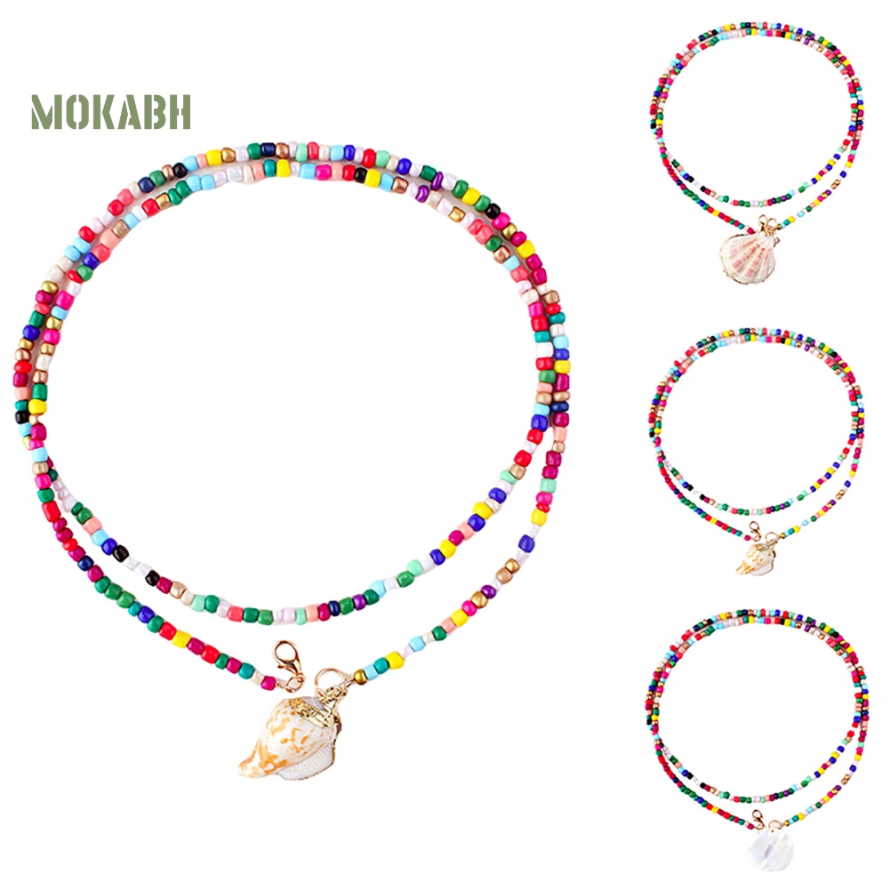 [Mok Abh] Vòng Cổ Hai Lớp Gắn Vỏ Sò Phong Cách Bohemian