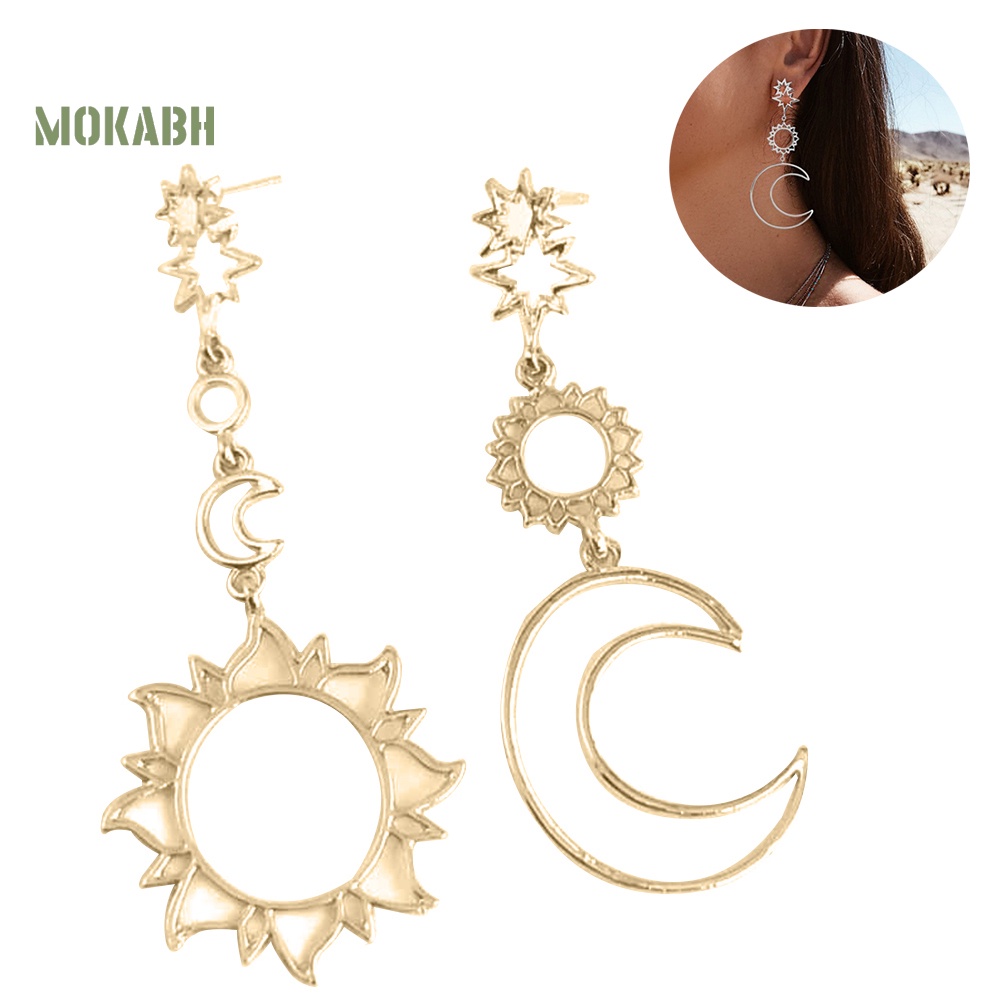 Bông Tai Hình Ngôi Sao Mặt Trăng Phong Cách Boho Thời Trang Cho Nữ