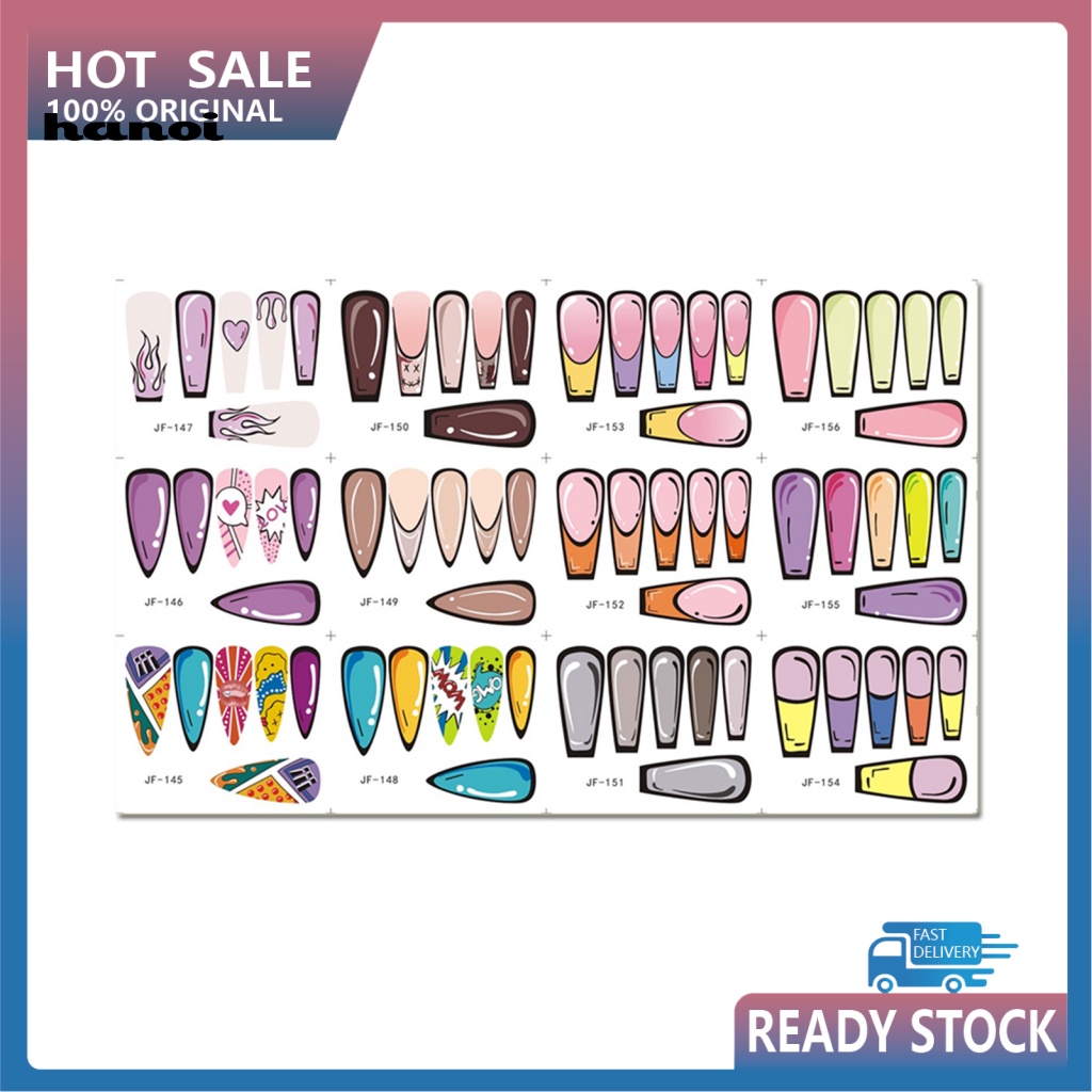 Miếng Dán Trang Trí Móng Tay Tự Dính Không Phai Họa Tiết Hoạt Hình Graffiti 3D DIY