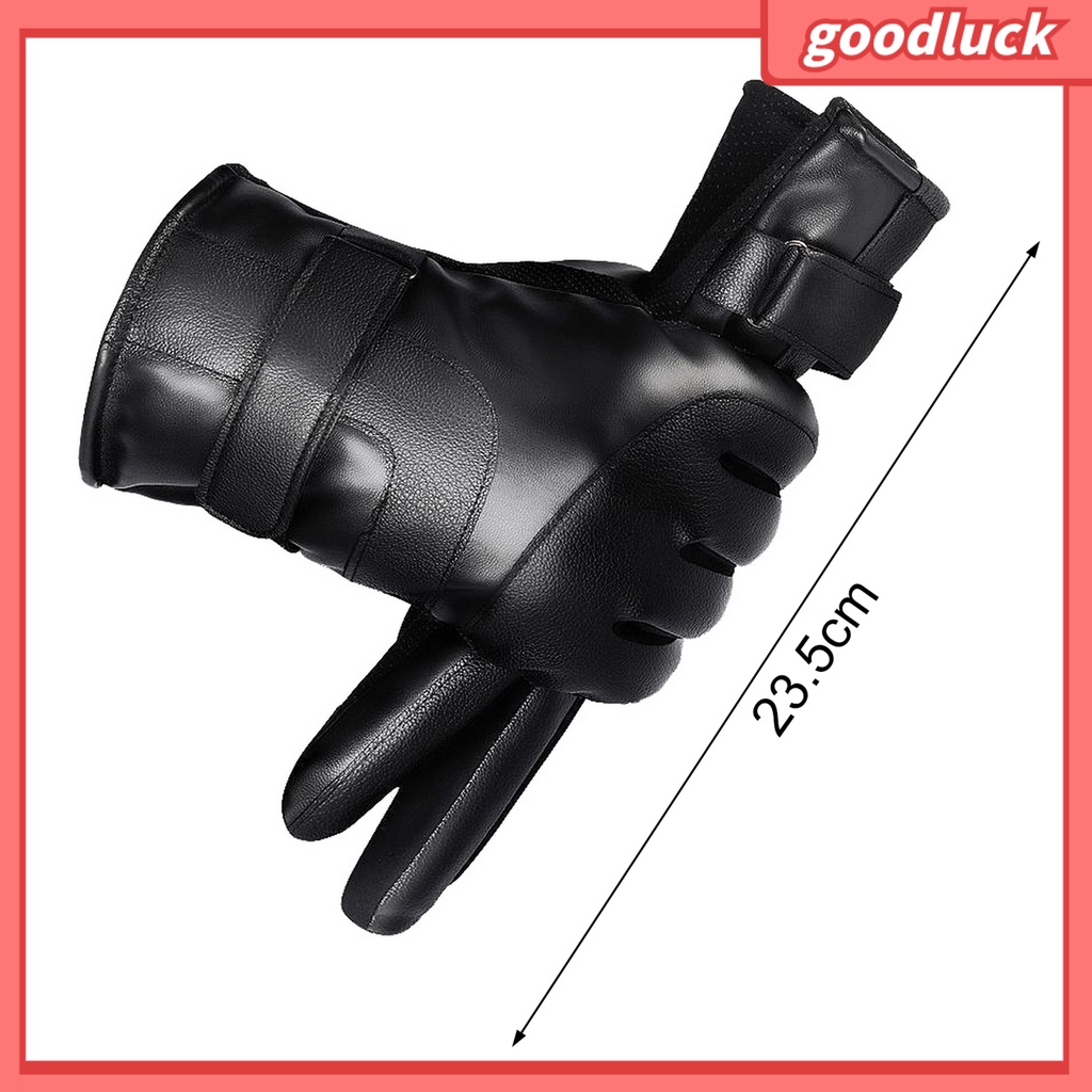 1 Đôi Găng Tay Giả Da Lót Lông Cừu Chống Gió Có Nút Cảm Ứng Tiện Dụng