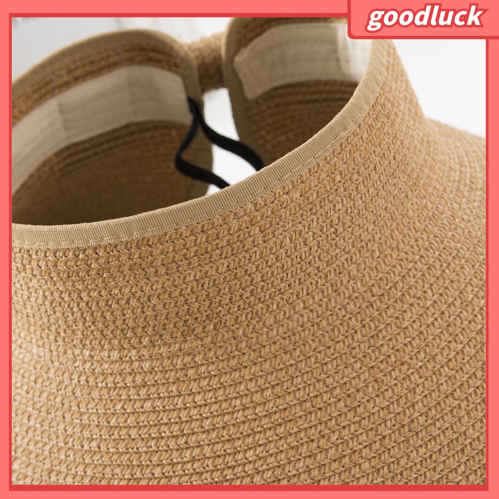 Mũ Chống Nắng Rộng Vành Hở Chóp Hấp Thụ Mồ Hôi Đính Nơ Sau Lưng