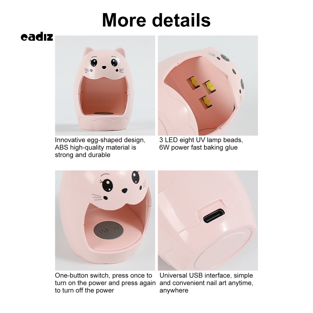 Đèn Hong Khô Móng Tay Bằng Tia UV Họa Tiết Hoạt Hình Dễ Thương Tiện Dụng Cho Gia Đình