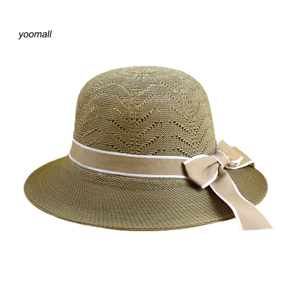 Mũ Rộng Vành Thoáng Khí Đính Nơ Phong Cách Hàn Quốc Cho Nữ
