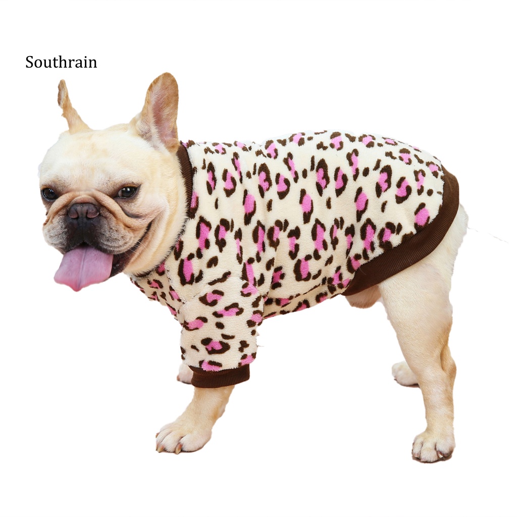 Áo Sweater Giữ Ấm Co Giãn Tốt In Họa Tiết Da Báo Cho Cún Cưng