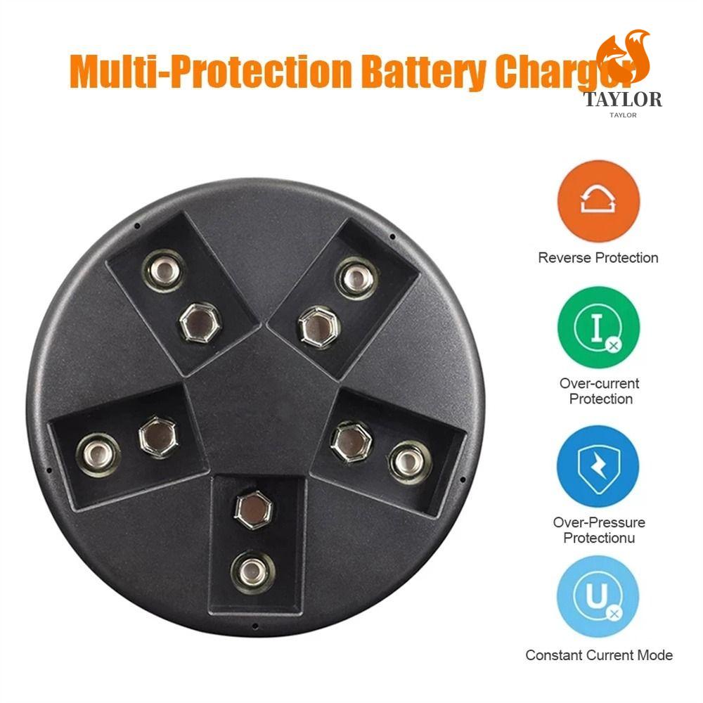 Bộ Sạc Pin TAYLOR1 9V 6F22 9V 2 Ngăn / 5 Khe Tiện Dụng
