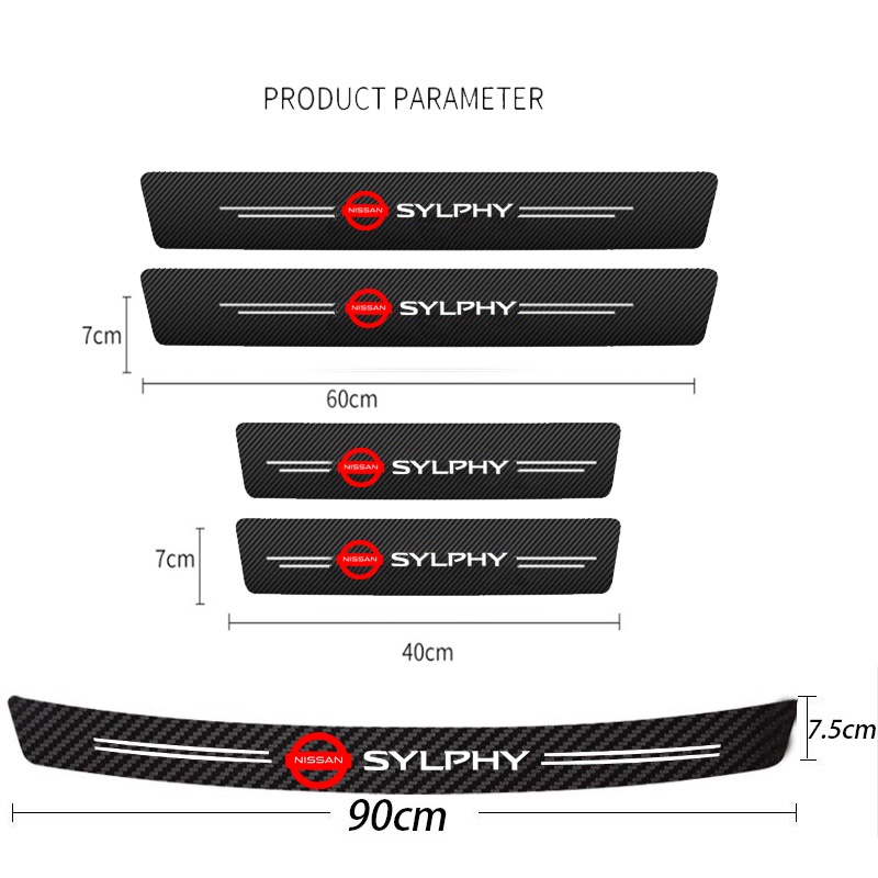 Miếng Dán Cửa Xe Hơi Nissan Sylphy G11 B17 B18 Bằng Sợi Carbon Chống Trầy Xước