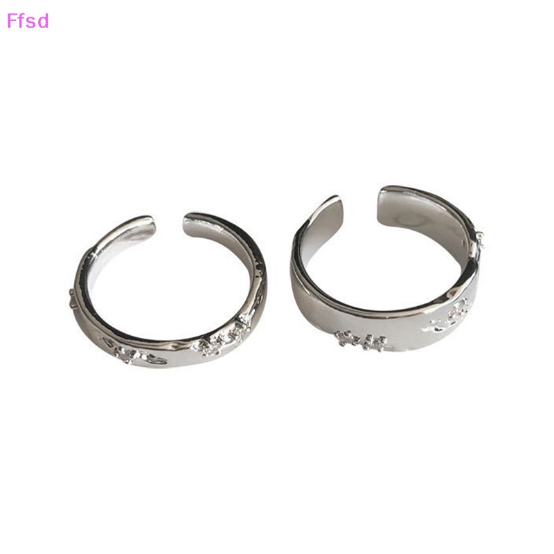 Bộ 2 Nhẫn Hở Mạ Bạc Đính Đá Phong Cách Punk Cổ Điển Màu Sắc Tùy Chỉnh Thời Trang Cho Nam Và Nữ