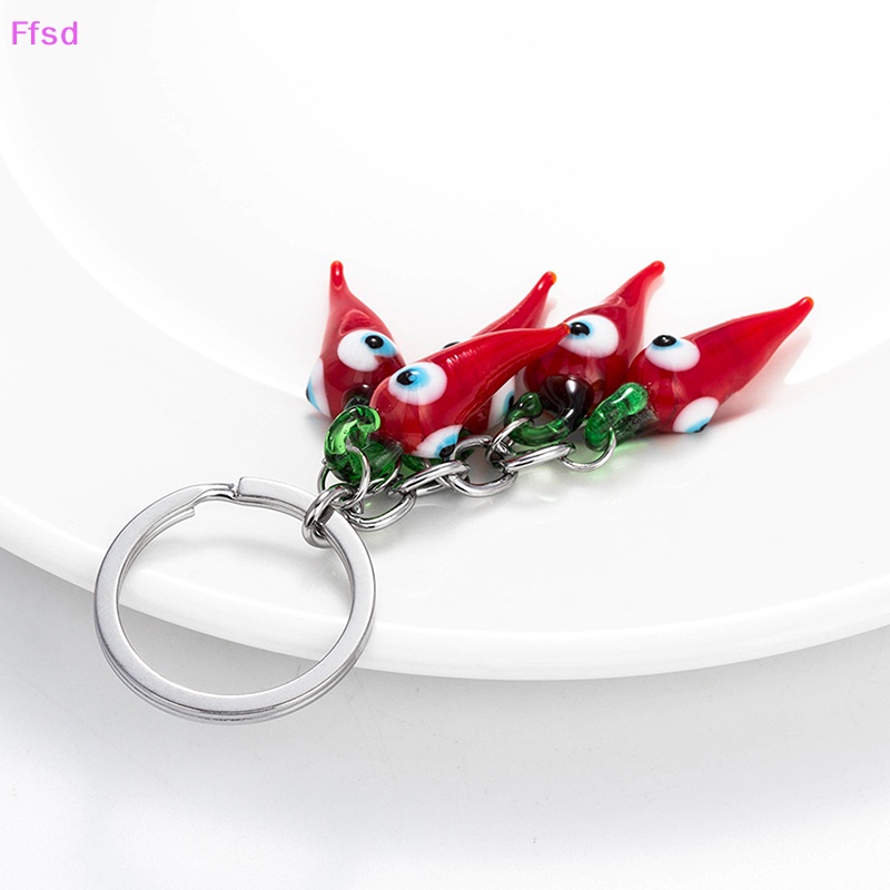 {Ffsd} Móc Chìa Khóa Kim Loại Hình Quả Ớt Đỏ Mắt Xanh Dương Sáng Tạo Thời Trang Làm Quà Tặng Trang Sức Cho Nam Và Nữ