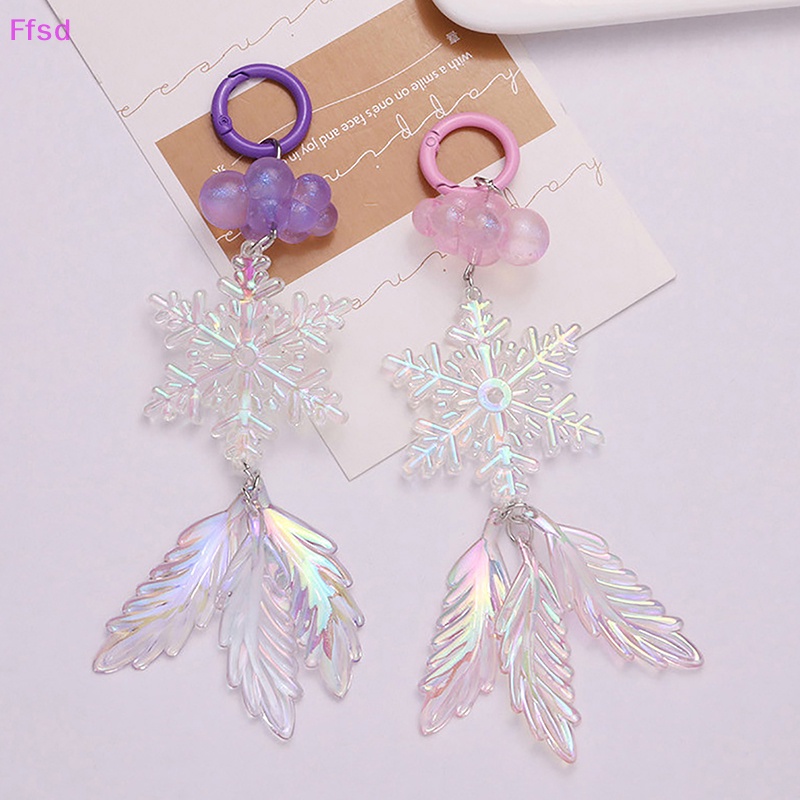 {Ffsd} Móc Chìa Khóa Acrylic Mạ Màu Hình Bông Tuyết Lông Vũ Tươi Tắn Sáng Tạo Thời Trang Trang Trí Túi Xách * Bán Chạy