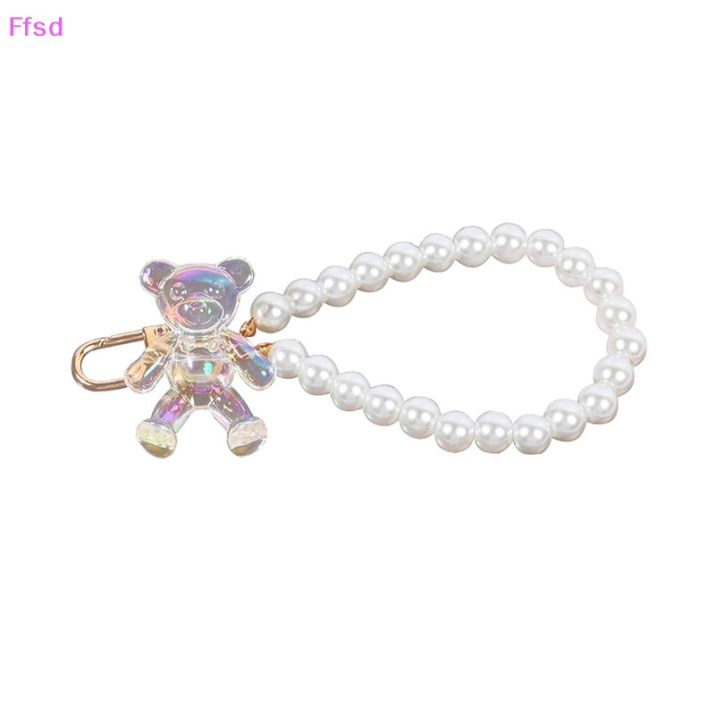 {Ffsd} Ốp Điện Thoại Trong Suốt Đính Hạt Pha Lê Hình Tai Nghe / Gấu Có Móc Khóa