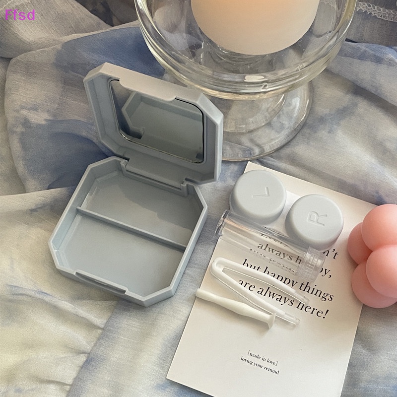 {Ffsd} Hộp Đựng Kính Áp Tròng Di Động Màu Kẹo Trơn Kèm Gậy Hút Chân Không Dùng Khi Đi Du Lịch * Bán Chạy