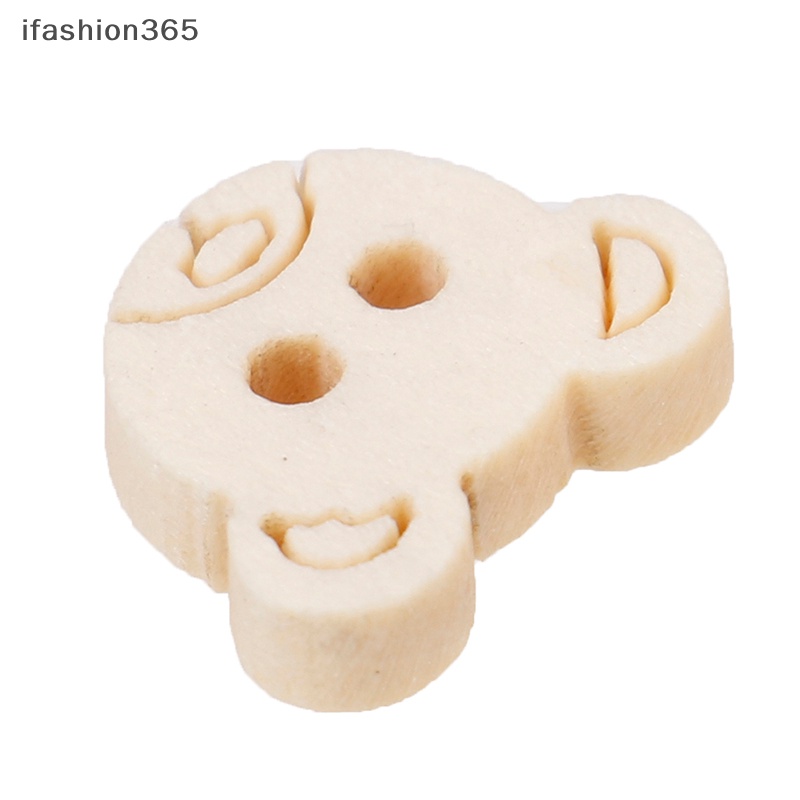 Set 20 Nút Gỗ 2 Lỗ Hình Gấu Bông 13x11mm ifashion365