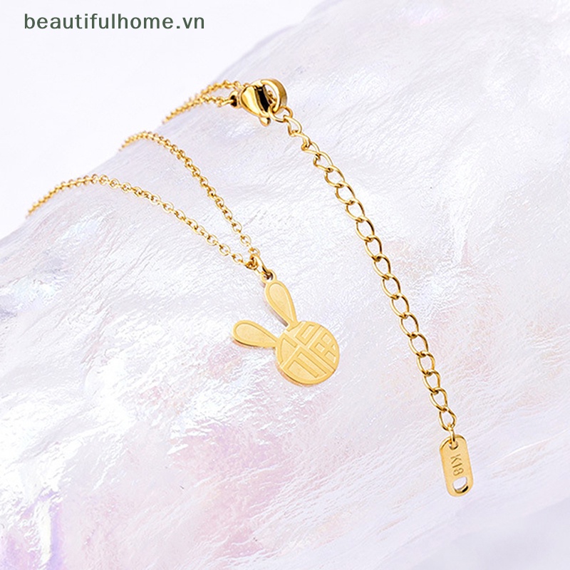 Vòng cổ Hai Mặt Bằng Thép Titan Mặt Hình Thỏ Hoàng Đạo Đơn Giản Thời Trang Cá Tính [beauty]