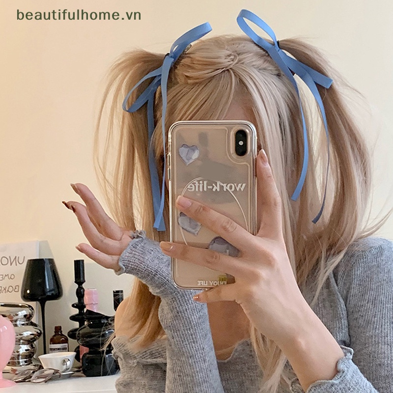 Kẹp Tóc Nơ Ruy Băng Dài Cỡ Lớn Bằng Nhung Cổ Điển [Beautyhome]