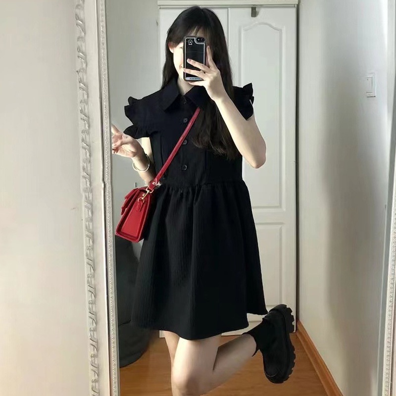 Đầm Màu Đen Thiết Kế Nhỏ Nhắn Xinh Xắn Thời Trang Mùa Hè Theo Phong Cách Pháp