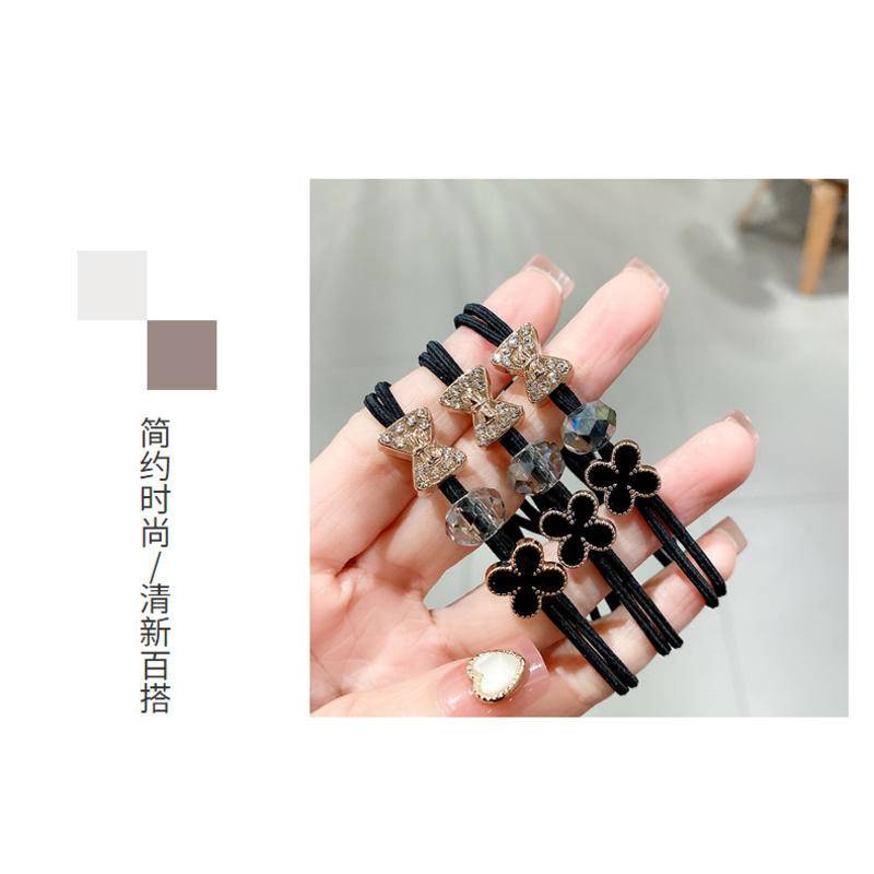 Dây Buộc Tóc Cao Su Hình Nơ Đính Đá Lấp Lánh Phong Cách Hàn Quốc Cho Nữ
